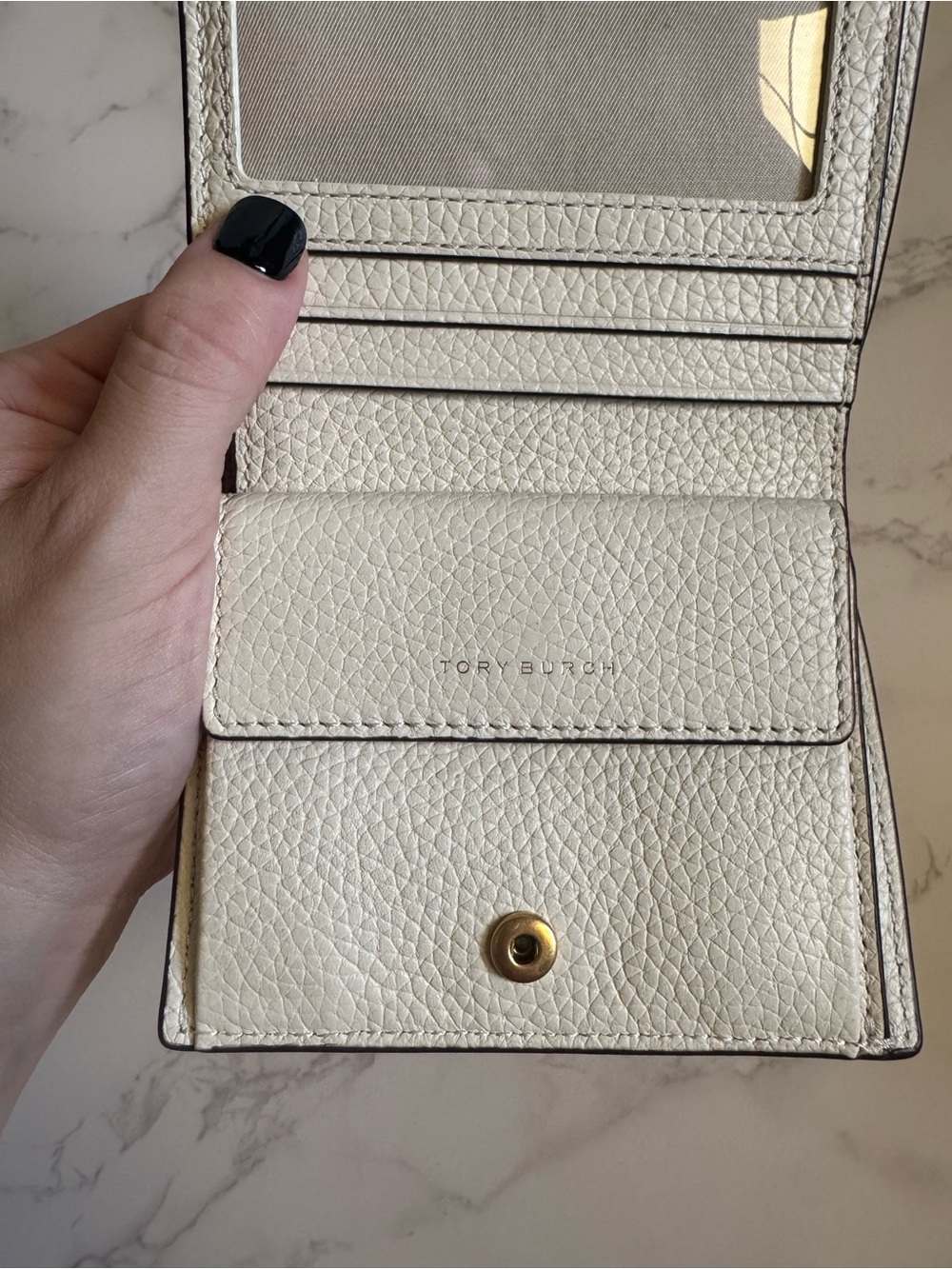 Tory Burch Floral Snap Cardholder With Gold “T” Logo and ID Window - Picture 4 of 5
